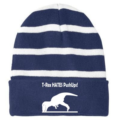 T-Rex Hates Push-Ups Striped Beanie with Solid Band