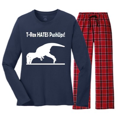 T-Rex Hates Push-Ups Women's Long Sleeve Flannel Pajama Set 