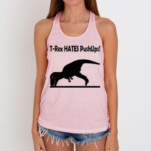 T-Rex Hates Push-Ups Women's Knotted Racerback Tank