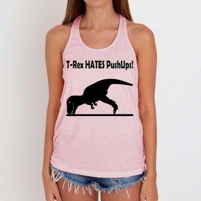 T-Rex Hates Push-Ups Women's Knotted Racerback Tank