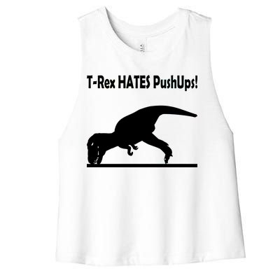 T-Rex Hates Push-Ups Women's Racerback Cropped Tank