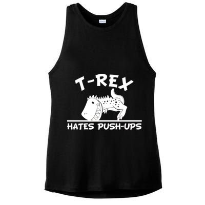T-Rex Hates Push-Ups Funny Fitness Gym Design Ladies PosiCharge Tri-Blend Wicking Tank