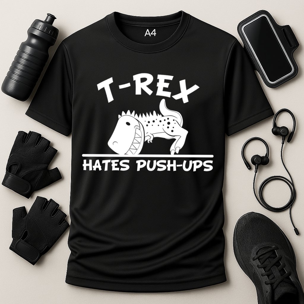 T-Rex Hates Push-Ups Funny Fitness Gym Design Performance Shirt