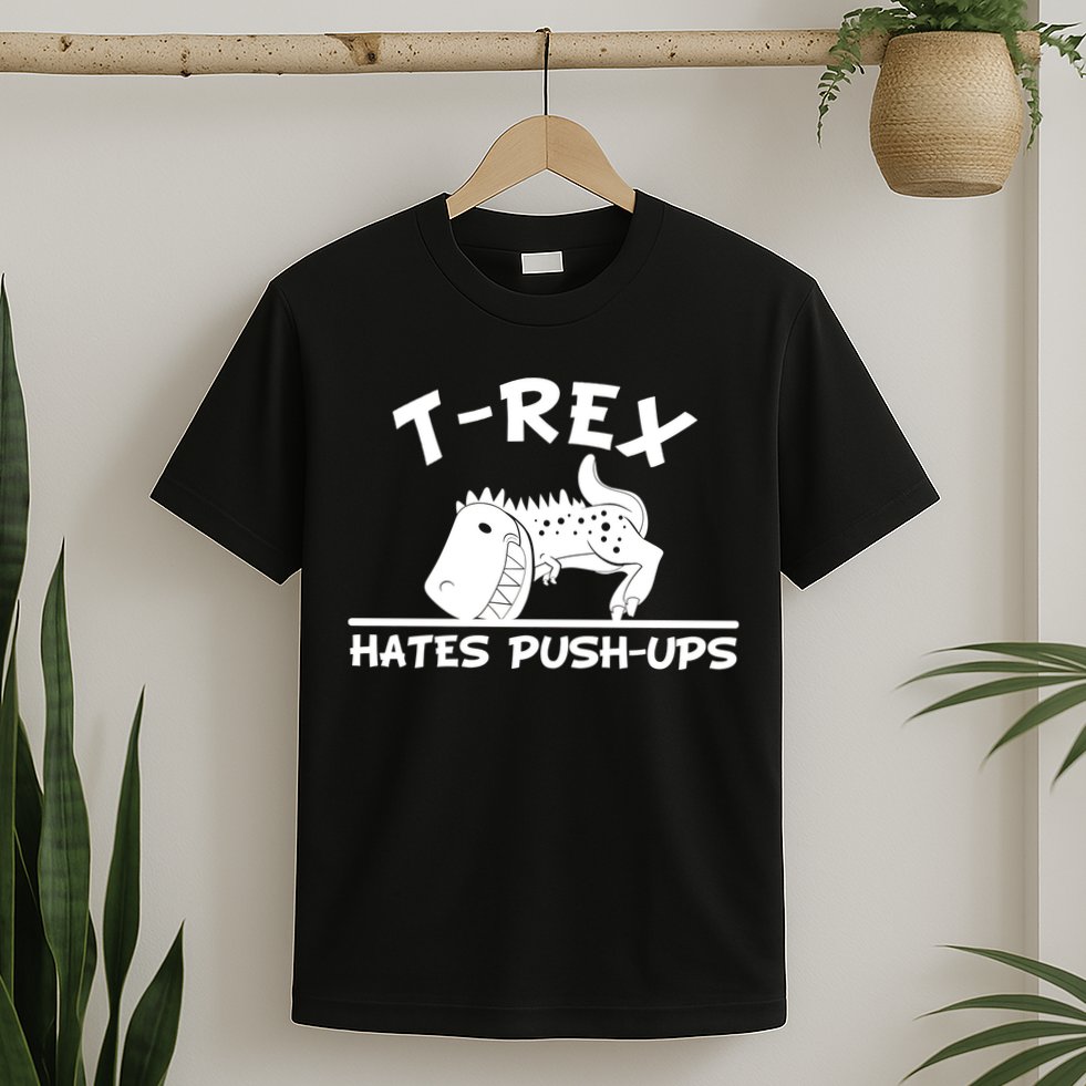 T-Rex Hates Push-Ups Funny Fitness Gym Design T-Shirt