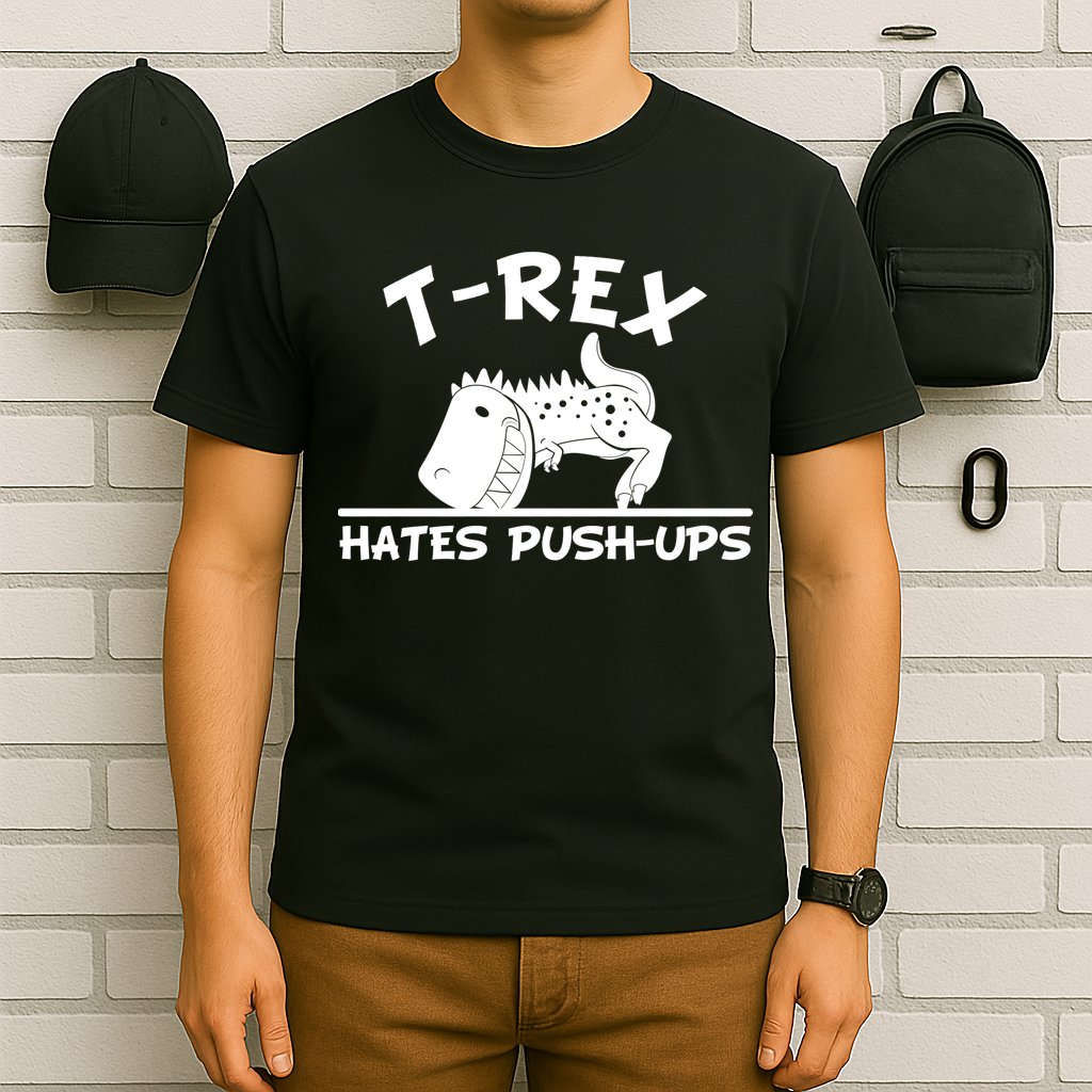 T-Rex Hates Push-Ups Funny Fitness Gym Design T-Shirt