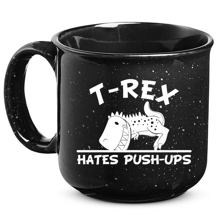 T-Rex Hates Push-Ups Funny Fitness Gym Design 15oz Campfire Ceramic Mug