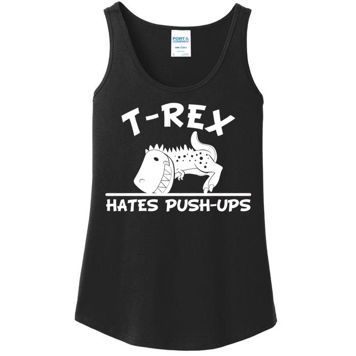 T-Rex Hates Push-Ups Funny Fitness Gym Design Ladies Essential Tank