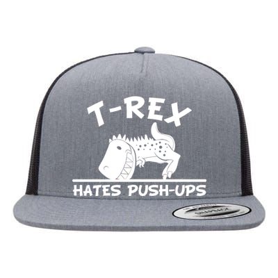 T-Rex Hates Push-Ups Funny Fitness Gym Design Flat Bill Trucker Hat