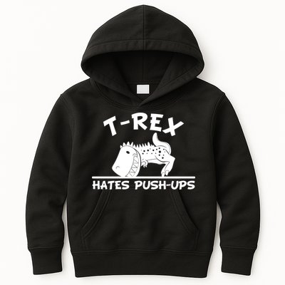 T-Rex Hates Push-Ups Funny Fitness Gym Design Kids Hoodie