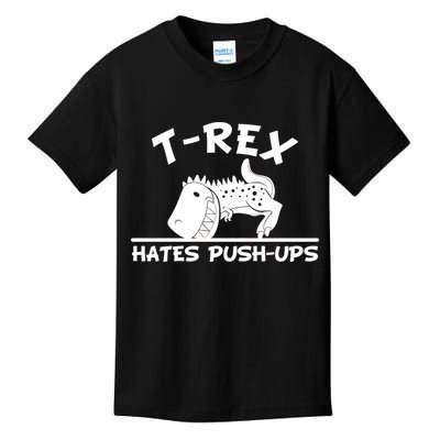 T-Rex Hates Push-Ups Funny Fitness Gym Design Kids T-Shirt