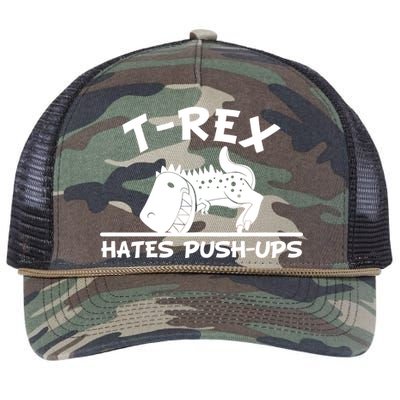 T-Rex Hates Push-Ups Funny Fitness Gym Design Retro Rope Trucker Hat Cap