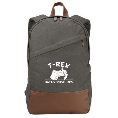 T-Rex Hates Push-Ups Funny Fitness Gym Design Cotton Canvas Backpack