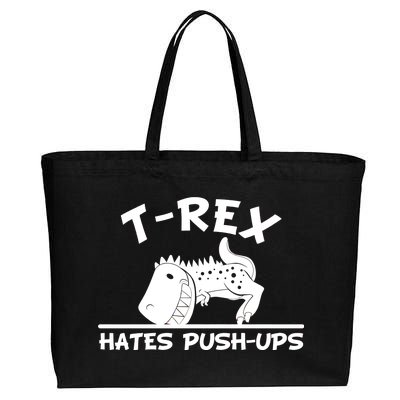 T-Rex Hates Push-Ups Funny Fitness Gym Design Cotton Canvas Jumbo Tote