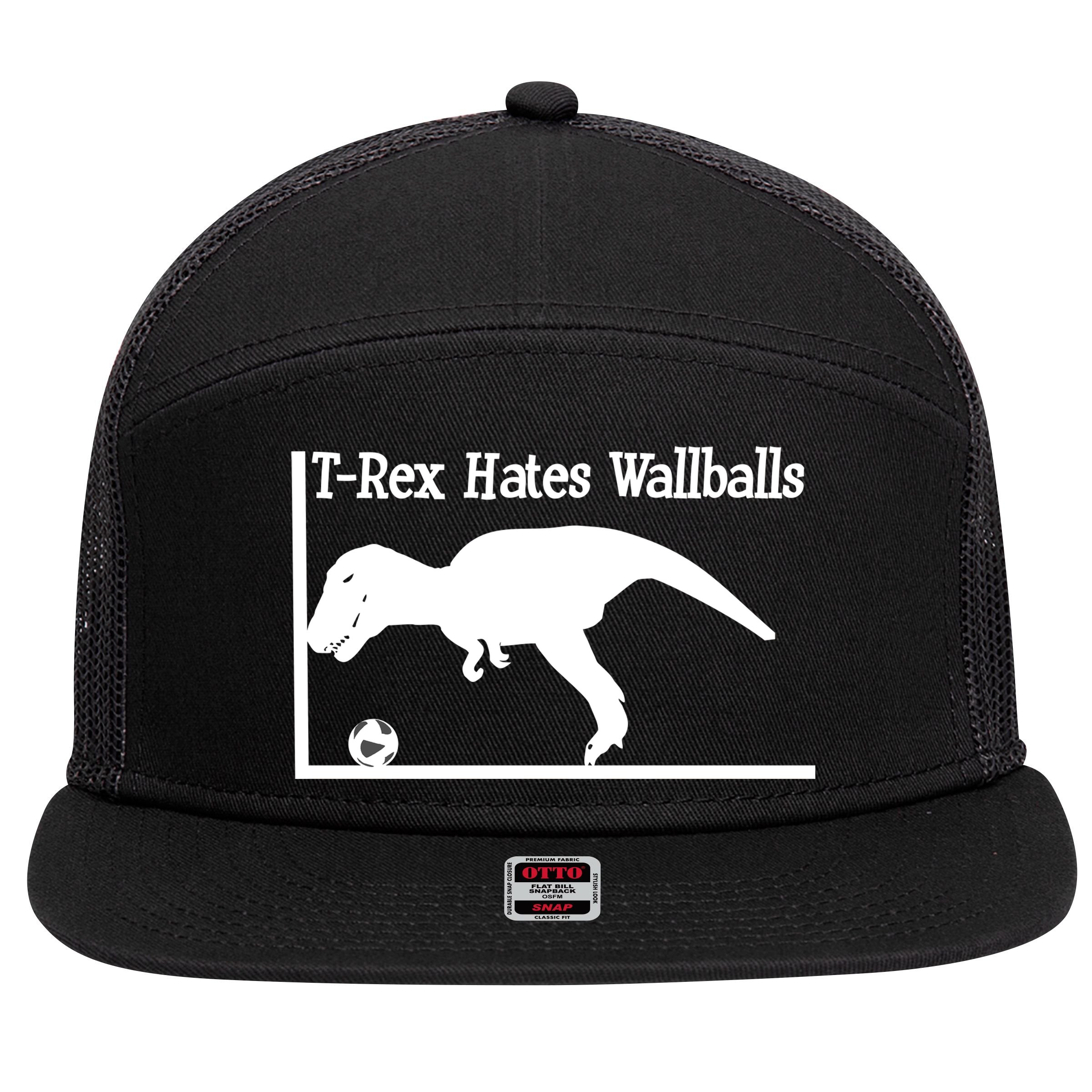 T-Rex Hates Wallballs 7 Panel Mesh Trucker Snapback Hat
