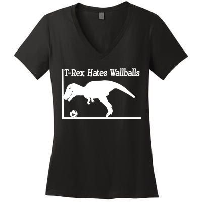 T-Rex Hates Wallballs Women's V-Neck T-Shirt