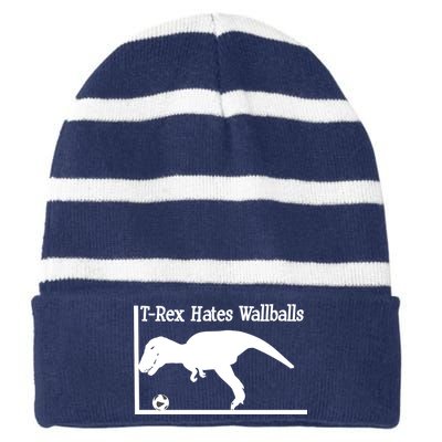 T-Rex Hates Wallballs Striped Beanie with Solid Band