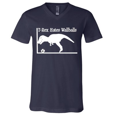 T-Rex Hates Wallballs V-Neck T-Shirt