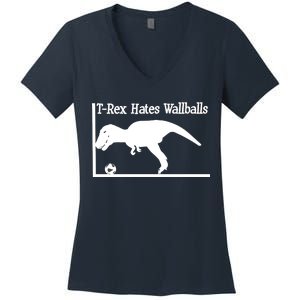 T-Rex Hates Wallballs Women's V-Neck T-Shirt