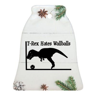 T-Rex Hates Wallballs Ceramic Bell Ornament