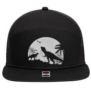 T-Rex In The Moon 7 Panel Mesh Trucker Snapback Hat