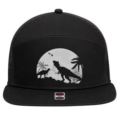 T-Rex In The Moon 7 Panel Mesh Trucker Snapback Hat