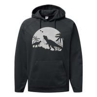 T-Rex In The Moon Performance Fleece Hoodie