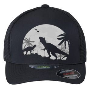 T-Rex In The Moon Flexfit Unipanel Trucker Cap