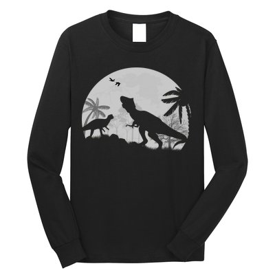 T-Rex In The Moon Long Sleeve Shirt