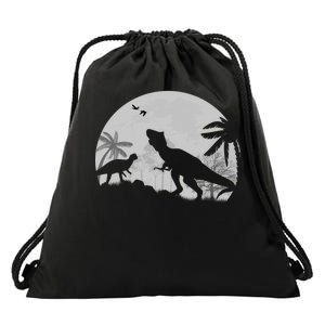 T-Rex In The Moon Drawstring Bag