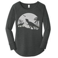 T-Rex In The Moon Women's Perfect Tri Tunic Long Sleeve Shirt