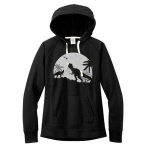 T-Rex In The Moon Women's Fleece Hoodie