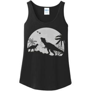 T-Rex In The Moon Ladies Essential Tank