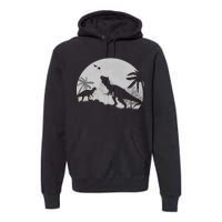 T-Rex In The Moon Premium Hoodie