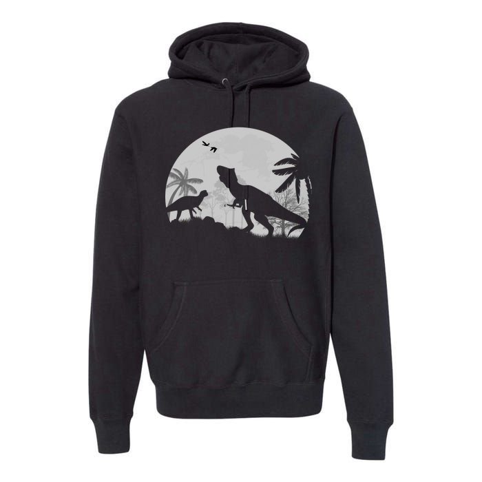 T-Rex In The Moon Premium Hoodie