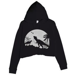 T-Rex In The Moon Crop Fleece Hoodie