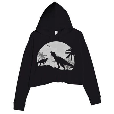 T-Rex In The Moon Crop Fleece Hoodie