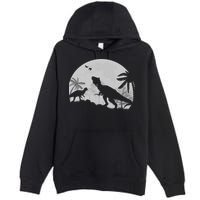T-Rex In The Moon Premium Pullover Hoodie