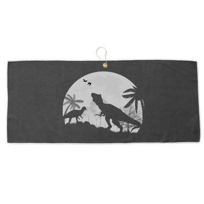 T-Rex In The Moon Large Microfiber Waffle Golf Towel
