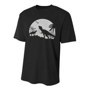 T-Rex In The Moon Youth Performance Sprint T-Shirt