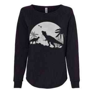 T-Rex In The Moon Womens California Wash Sweatshirt