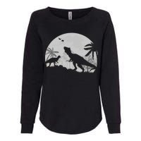 T-Rex In The Moon Womens California Wash Sweatshirt