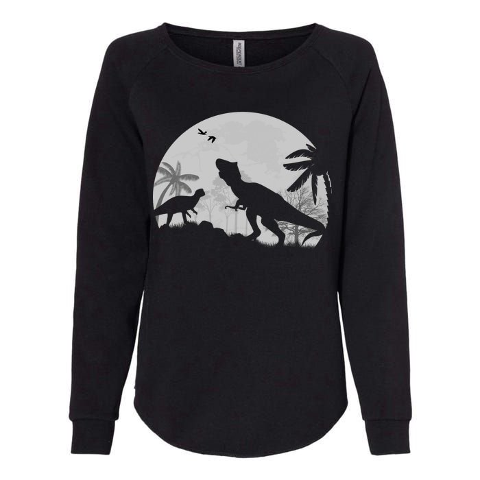 T-Rex In The Moon Womens California Wash Sweatshirt