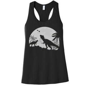 T-Rex In The Moon Women's Racerback Tank