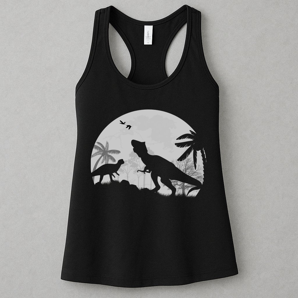 T-Rex In The Moon Womens Tank Top