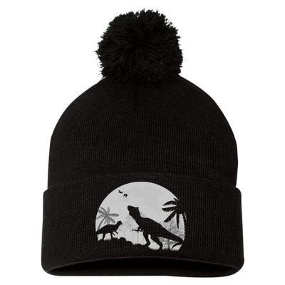 T-Rex In The Moon Pom Pom 12in Knit Beanie