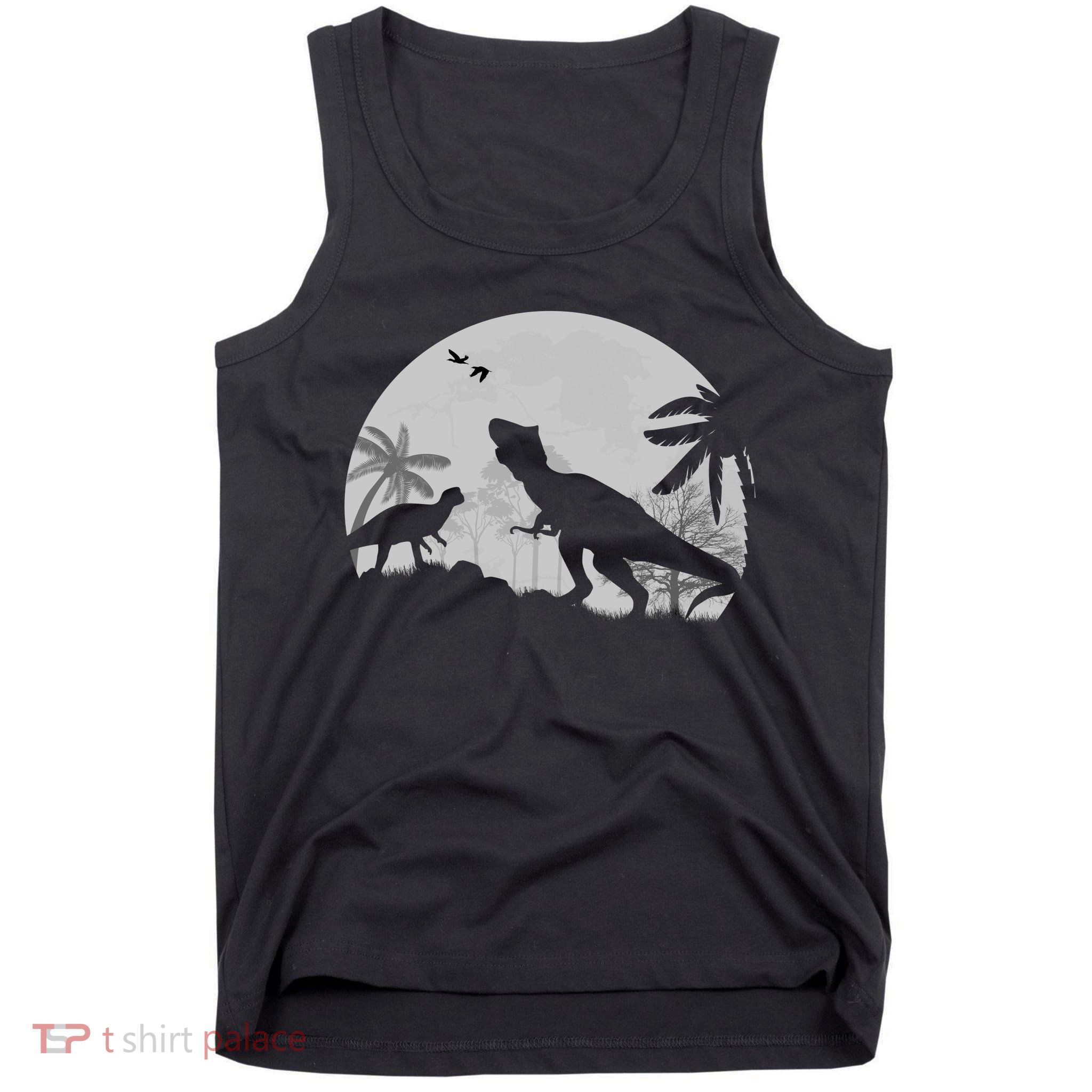 T-Rex In The Moon Tank Top