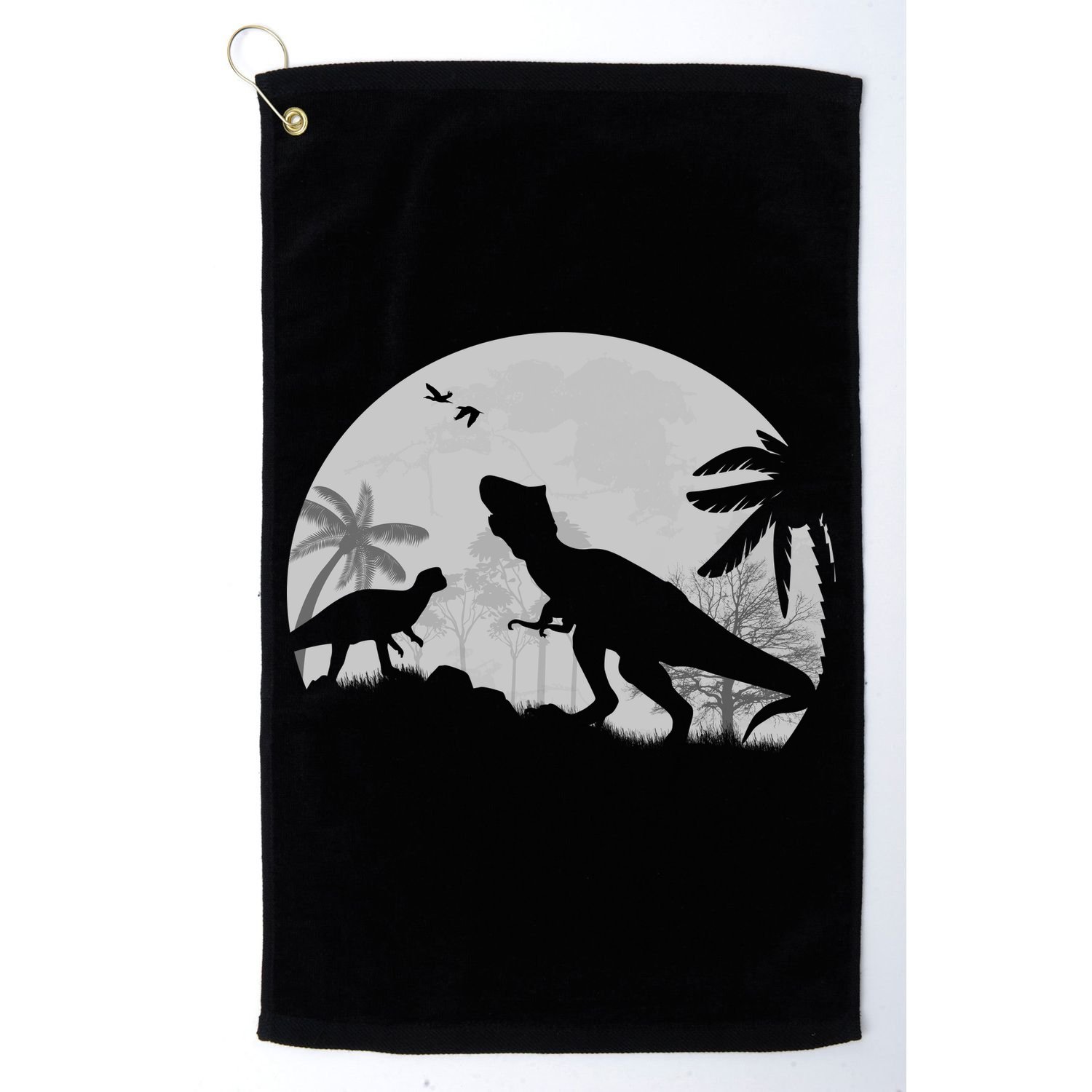 T-Rex In The Moon Golf Towel