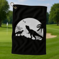T-Rex In The Moon Golf Towel