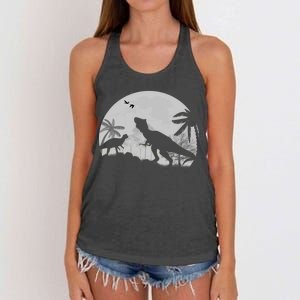 T-Rex In The Moon Women's Knotted Racerback Tank