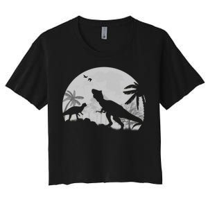 T-Rex In The Moon Women's Crop Top Tee